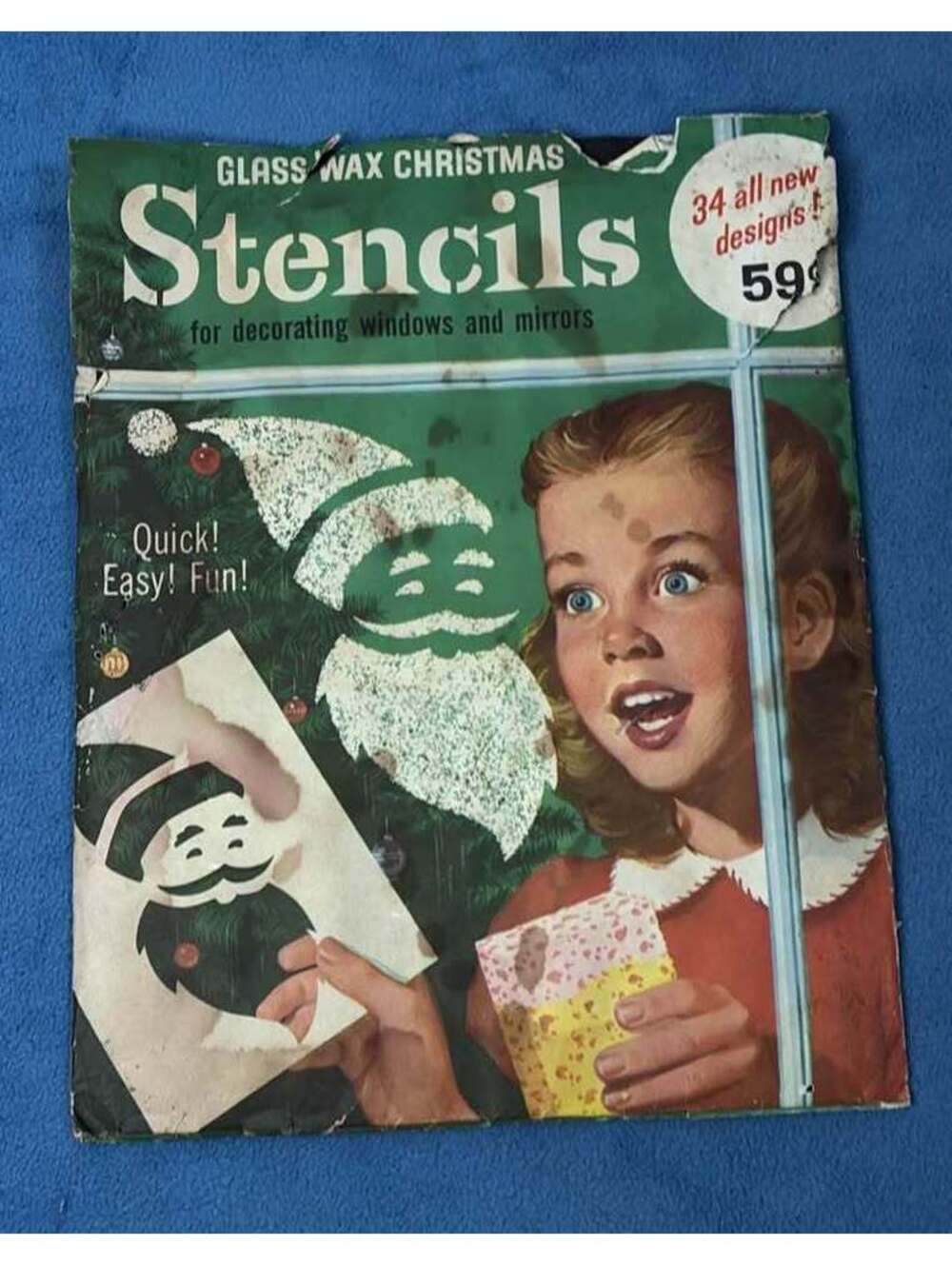 Vintage Gold Seal Co. Glass Wax Christmas Stencils